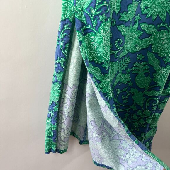 J. Jill Maxi T Shirt Dress Paisley Floral Small Fringe Tassel Belt Boho Beach - Picture 5 of 9